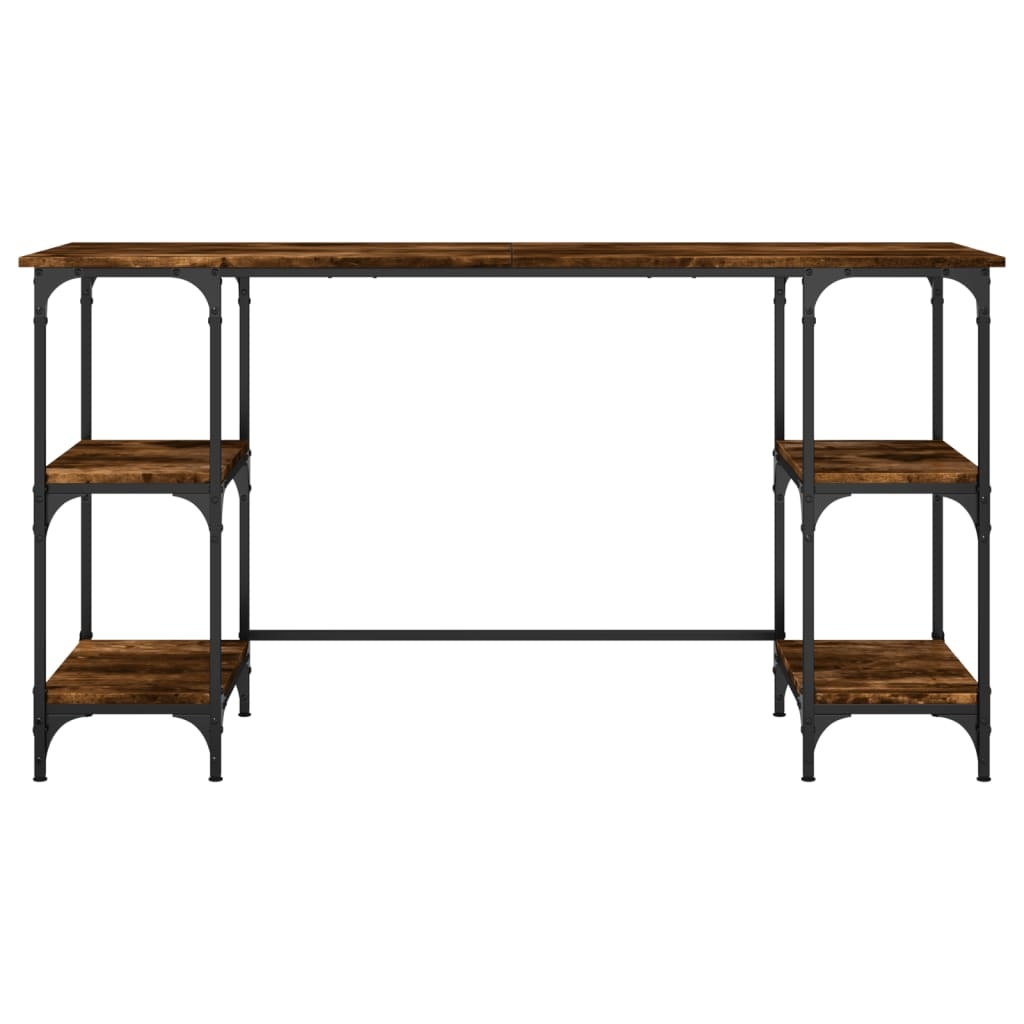 VidaXL Bureau 140x50x75 cm metaal en bewerkt hout gerookt eikenkleurig