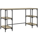 VidaXL Bureau 140x50x75 cm metaal en bewerkt hout sonoma eikenkleurig