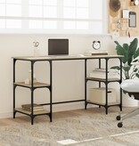 VidaXL Bureau 140x50x75 cm metaal en bewerkt hout sonoma eikenkleurig