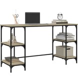 VidaXL Bureau 140x50x75 cm metaal en bewerkt hout sonoma eikenkleurig