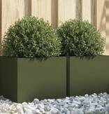 VidaXL Plantenbakken 2 st 32x30x29 cm staal olijfgroen