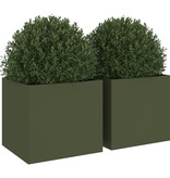 VidaXL Plantenbakken 2 st 32x30x29 cm staal olijfgroen