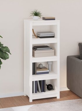 VidaXL Boekenkast 50x35x125,5 cm massief grenenhout wit