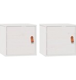VidaXL Wandkasten 2 st 31,5x30x30 cm massief grenenhout wit