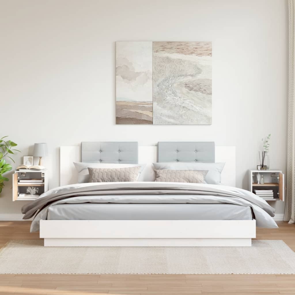 VidaXL Wandkasten 2 st 31,5x30x30 cm massief grenenhout wit