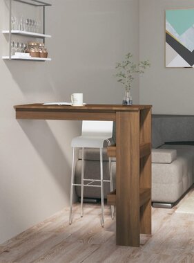 VidaXL Bartafel wandgemonteerd 102x45x103,5 cm bewerkt hout bruineiken