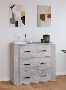 VidaXL Dressoir 80x33x70 cm bewerkt hout grijs sonoma eikenkleurig