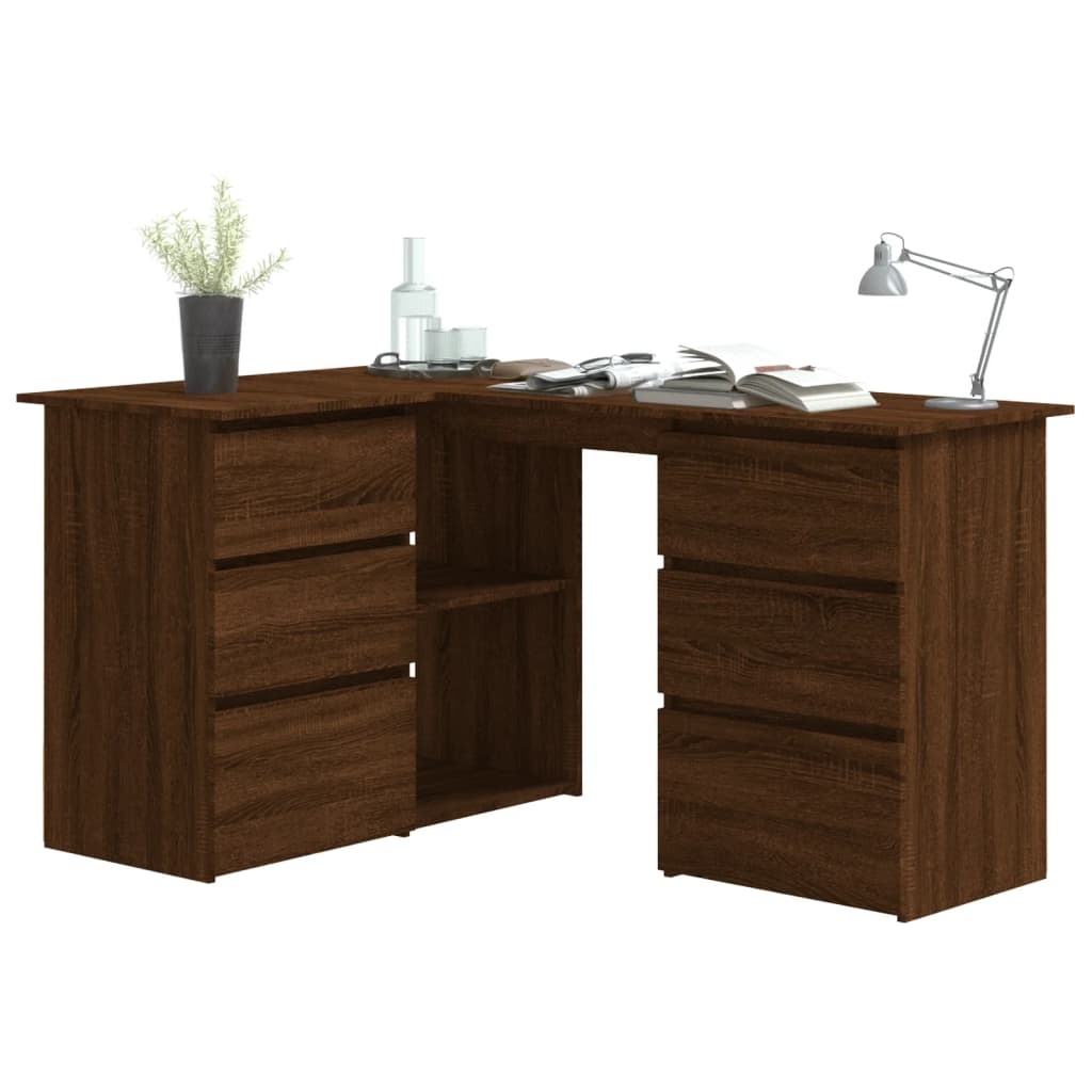 VidaXL Hoekbureau 145x100x76 cm bewerkt hout bruin eikenkleur