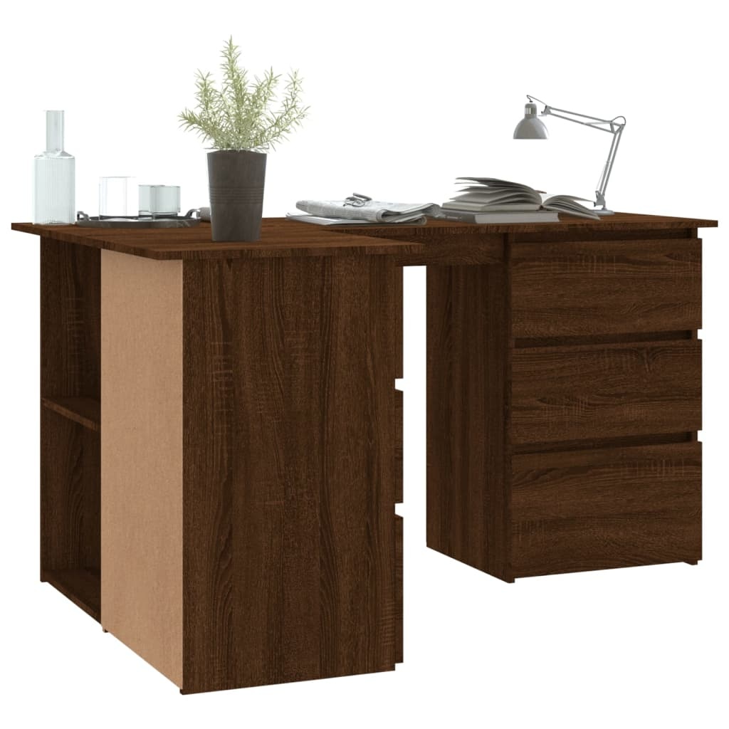 VidaXL Hoekbureau 145x100x76 cm bewerkt hout bruin eikenkleur
