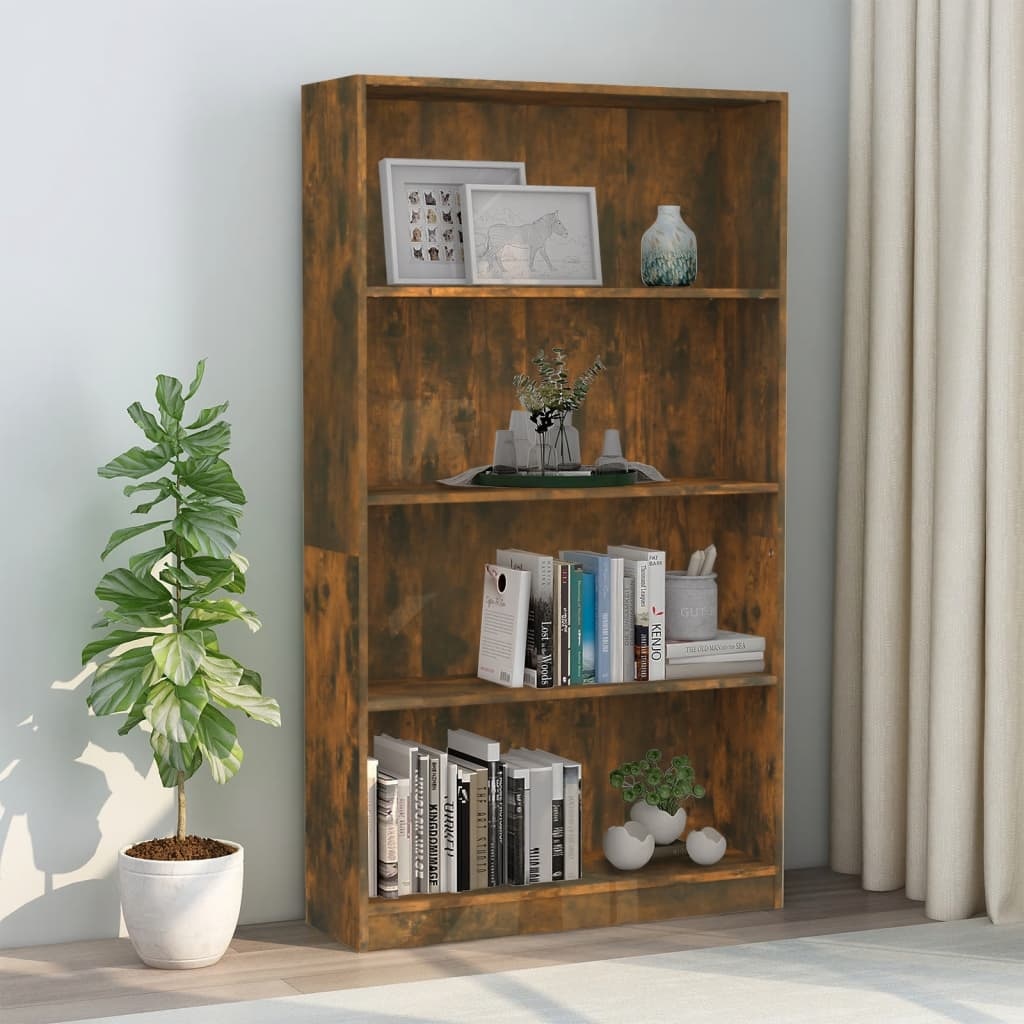 VidaXL Boekenkast 4-laags 80x24x142 cm bewerkt hout gerookt eikenkleur