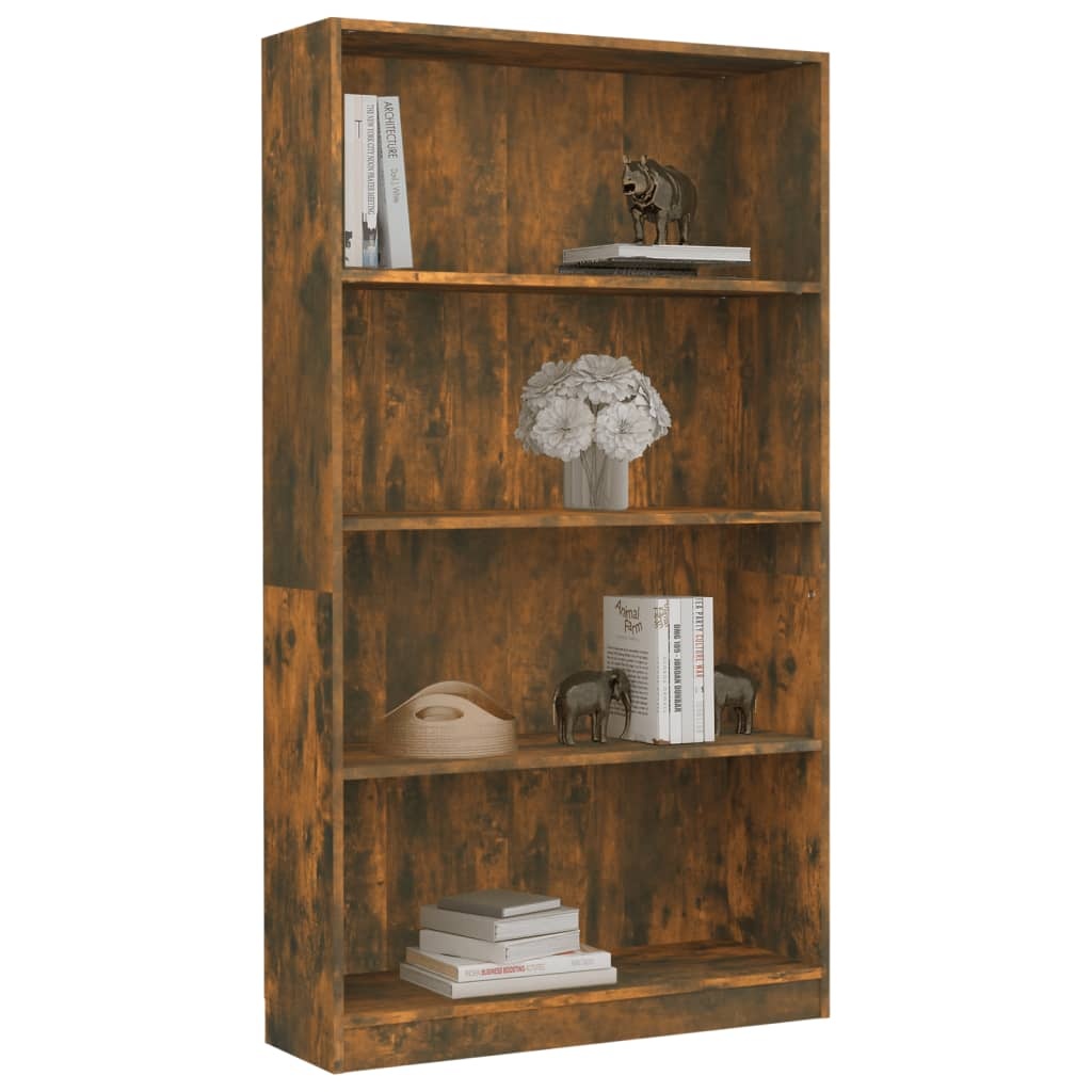 VidaXL Boekenkast 4-laags 80x24x142 cm bewerkt hout gerookt eikenkleur