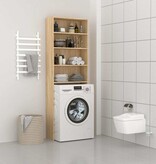 VidaXL Wasmachinekast 64x24x190 cm wit en sonoma eikenkleurig