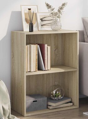 VidaXL Boekenkast 2 schappen 60x30x76,5 cm bewerkt hout sonoma eiken