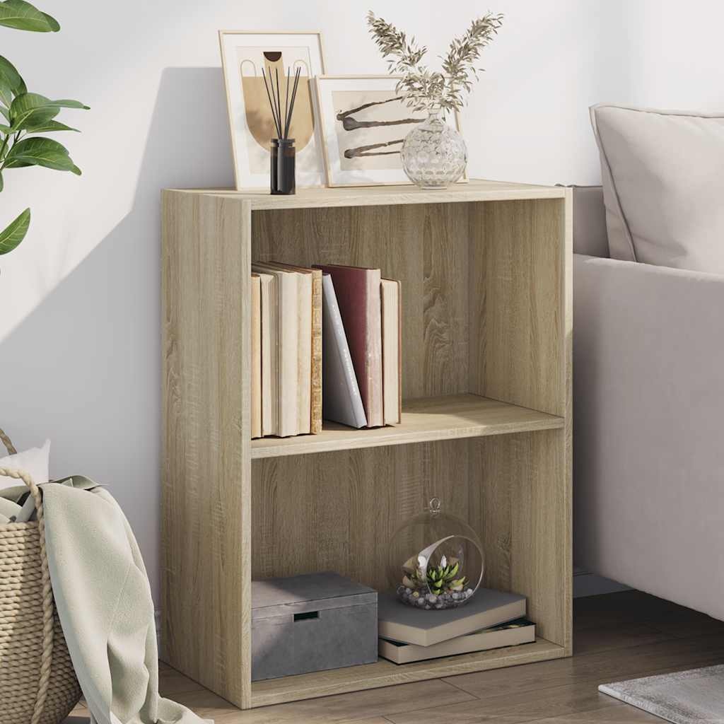 VidaXL Boekenkast 2 schappen 60x30x76,5 cm bewerkt hout sonoma eiken