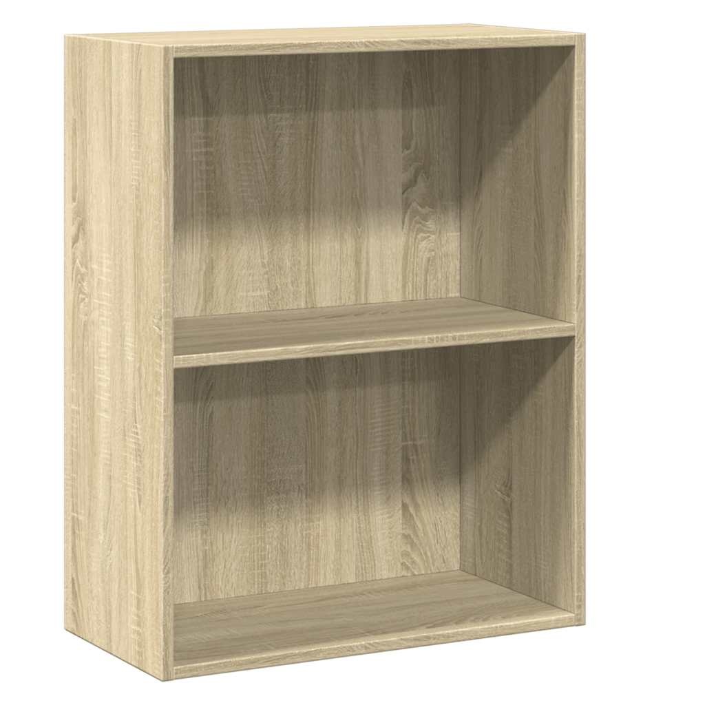 VidaXL Boekenkast 2 schappen 60x30x76,5 cm bewerkt hout sonoma eiken