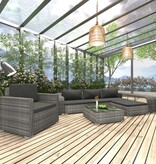 VidaXL 8-delige Loungeset met kussens poly rattan grijs