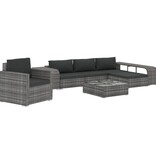 VidaXL 8-delige Loungeset met kussens poly rattan grijs