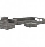 VidaXL 8-delige Loungeset met kussens poly rattan grijs