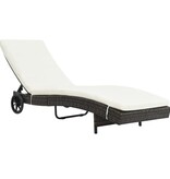 VidaXL Ligbed met wielen en kussen poly rattan bruin