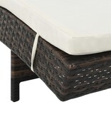 VidaXL Ligbed met wielen en kussen poly rattan bruin