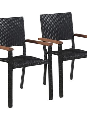 VidaXL Tuinstoelen 2 st poly rattan zwart