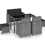 VidaXL 6-delige Tuinset met kussens poly rattan grijs