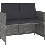 VidaXL 6-delige Tuinset met kussens poly rattan grijs