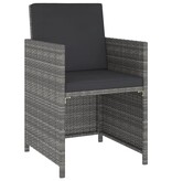 VidaXL 6-delige Tuinset met kussens poly rattan grijs