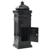 VidaXL Pilaar brievenbus vintage stijl roestbestendig aluminium zwart