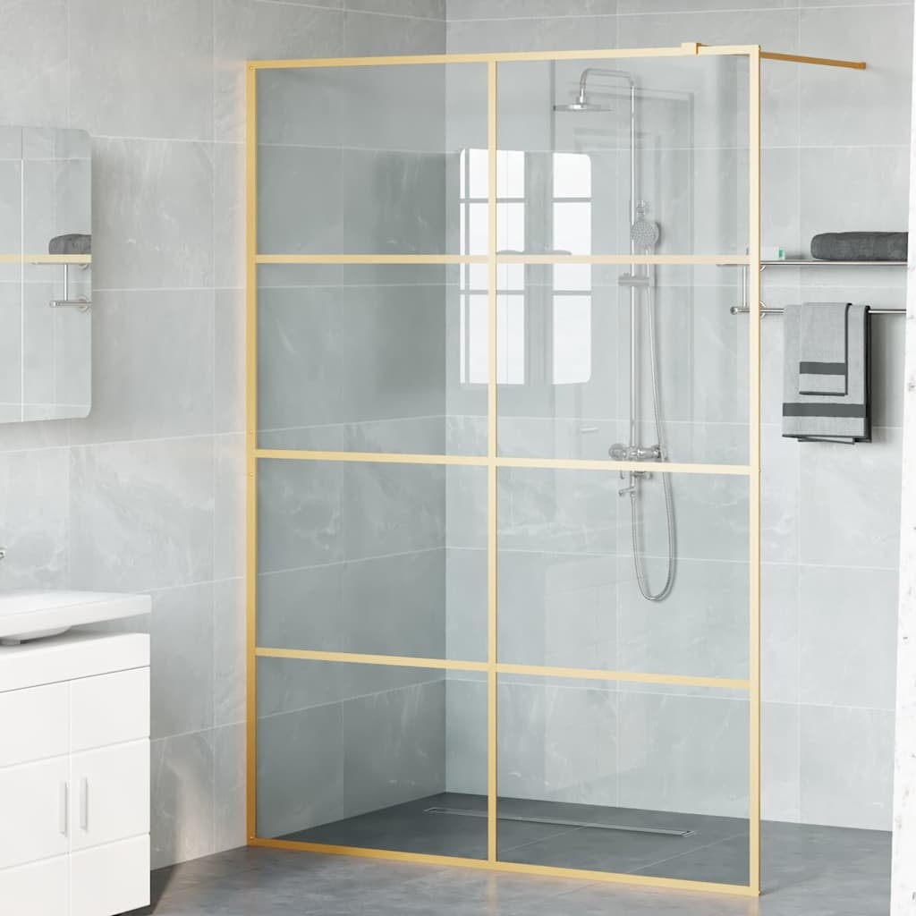 VidaXL Inloop Douche Wand Goud 140 x 195 cm gehard glas