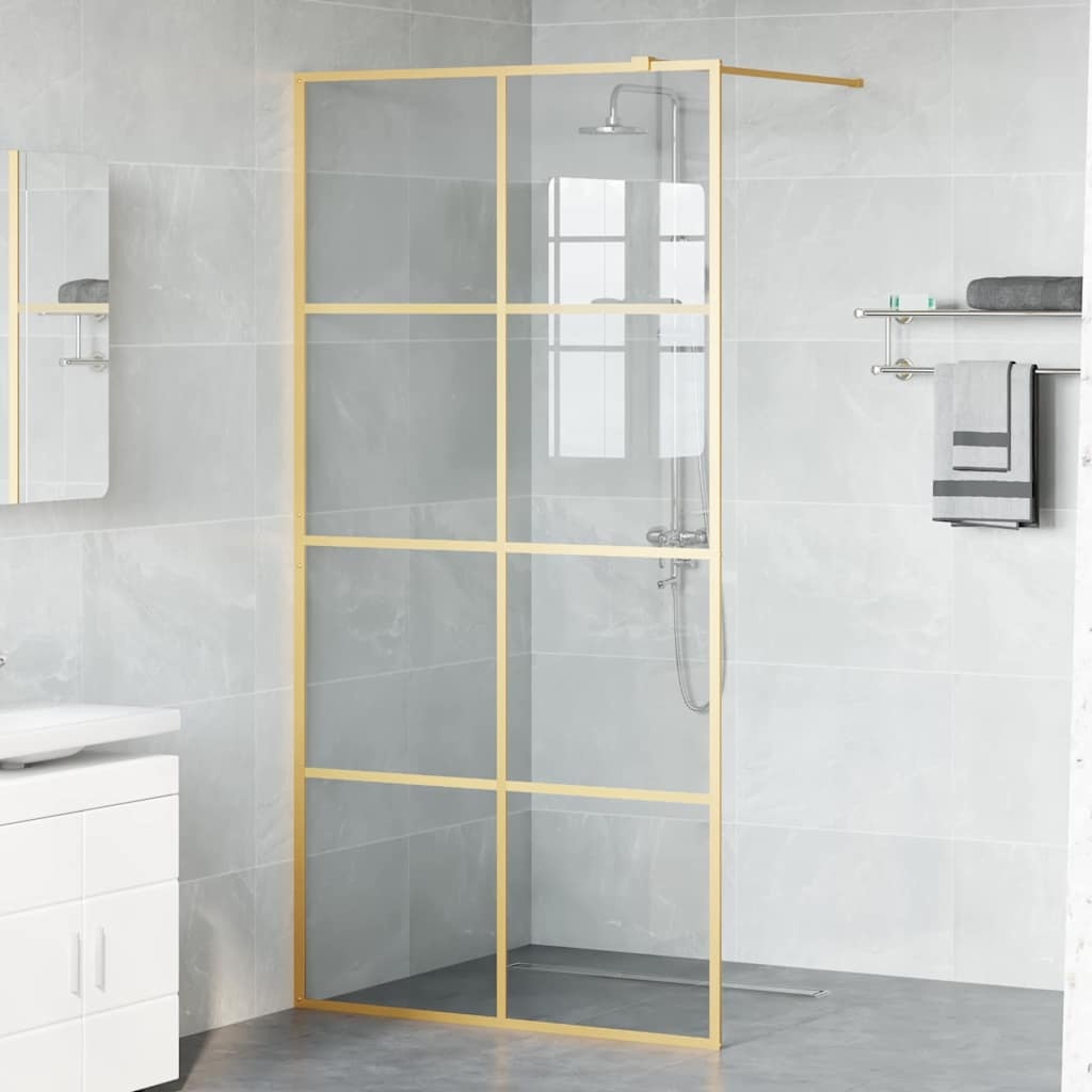VidaXL Inloop Douche Wand Goud 100 x 195 cm gehard glas