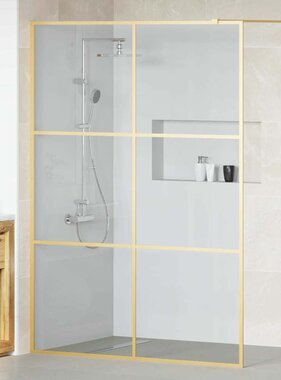 VidaXL Inloop Douche Wand Goud 140 x 195 cm gehard glas