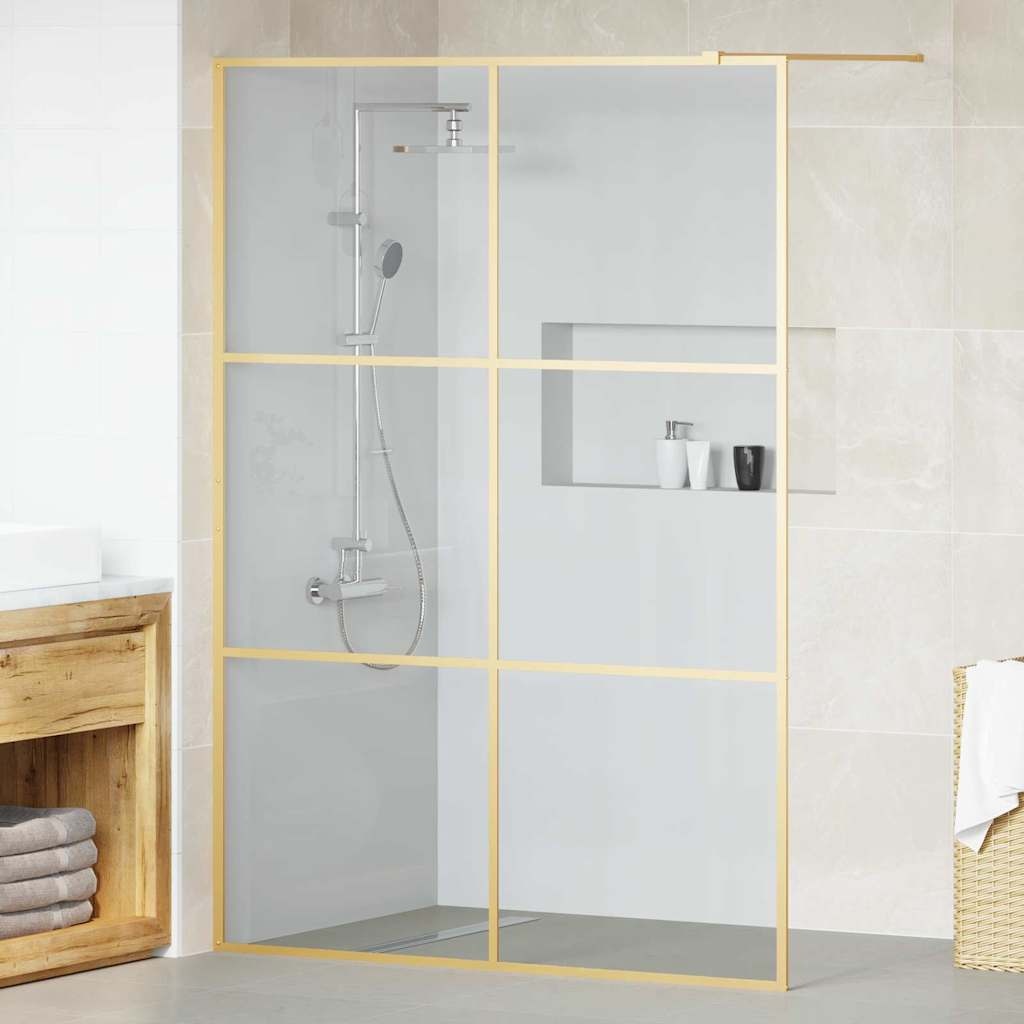 VidaXL Inloop Douche Wand Goud 140 x 195 cm gehard glas