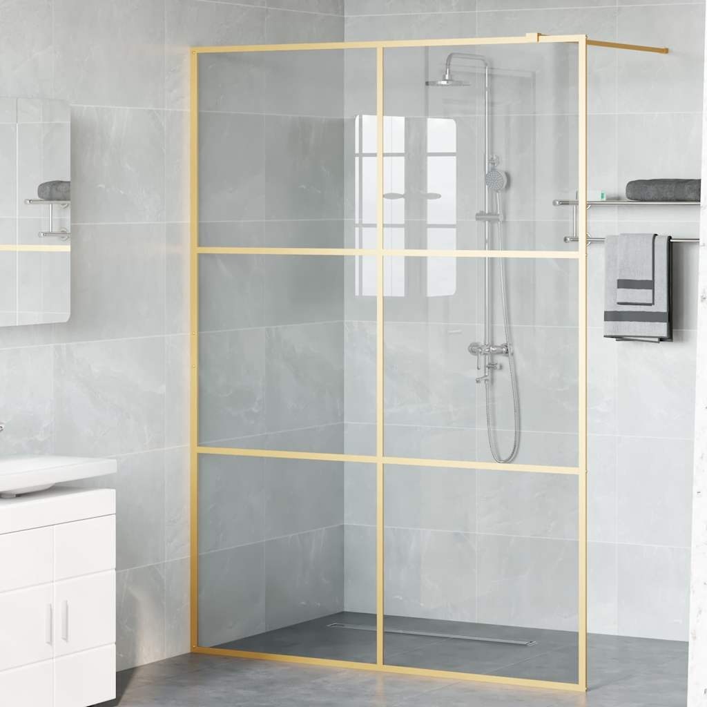 VidaXL Inloop Douche Wand Goud 140 x 195 cm gehard glas