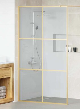 VidaXL Inloop Douche Wand Goud 115 x 195 cm gehard glas