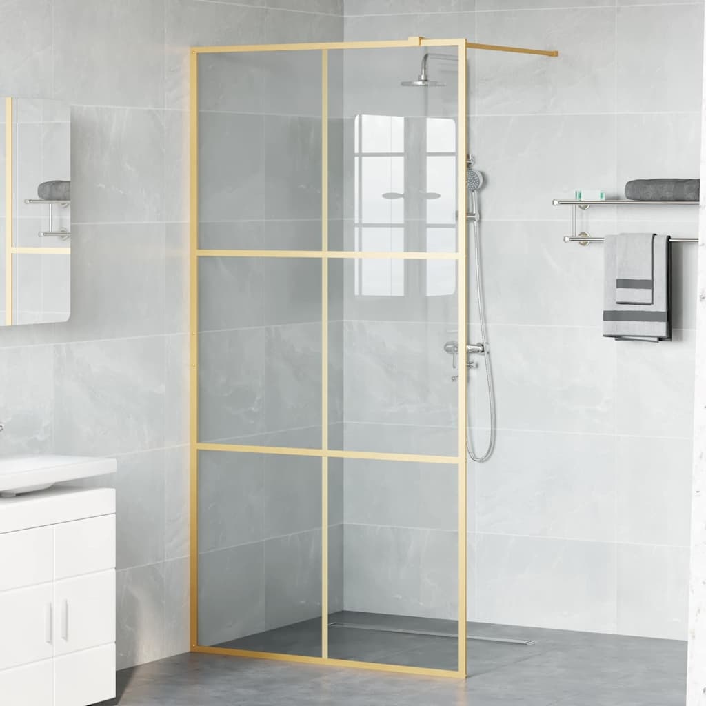 VidaXL Inloop Douche Wand Goud 100 x 195 cm gehard glas