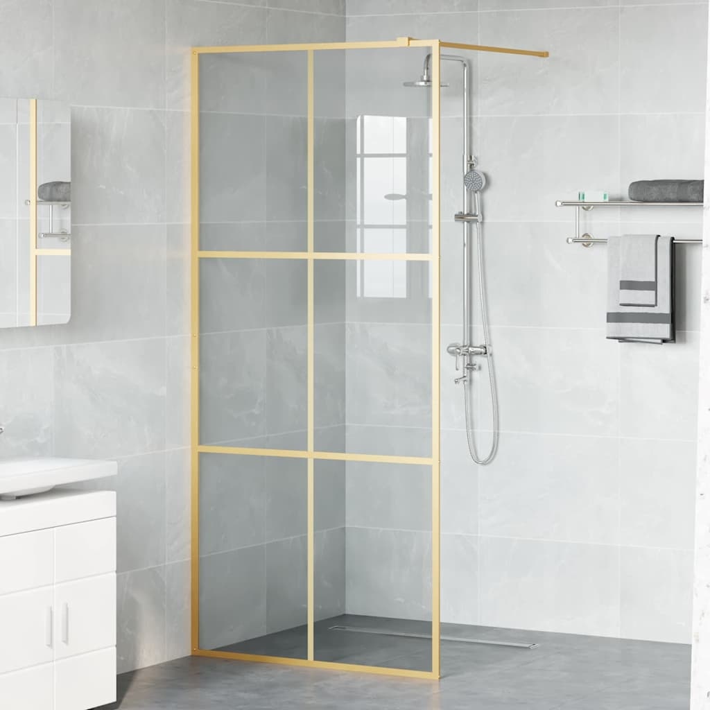 VidaXL Inloop Douche Wand Goud 90 x 195 cm gehard glas