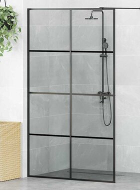 VidaXL Inloop Douche Wand Zwart 115 x 195 cm gehard glas