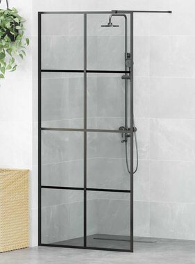 VidaXL Inloop Douche Wand Zwart 90 x 195 cm gehard glas