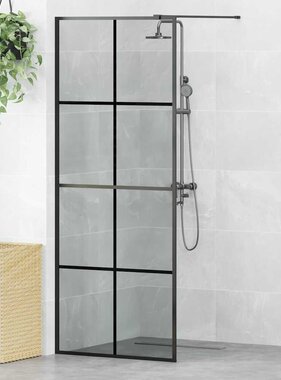 VidaXL Inloop Douche Wand Zwart 80 x 195 cm gehard glas