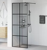 VidaXL Inloop Douche Wand Zwart 80 x 195 cm gehard glas