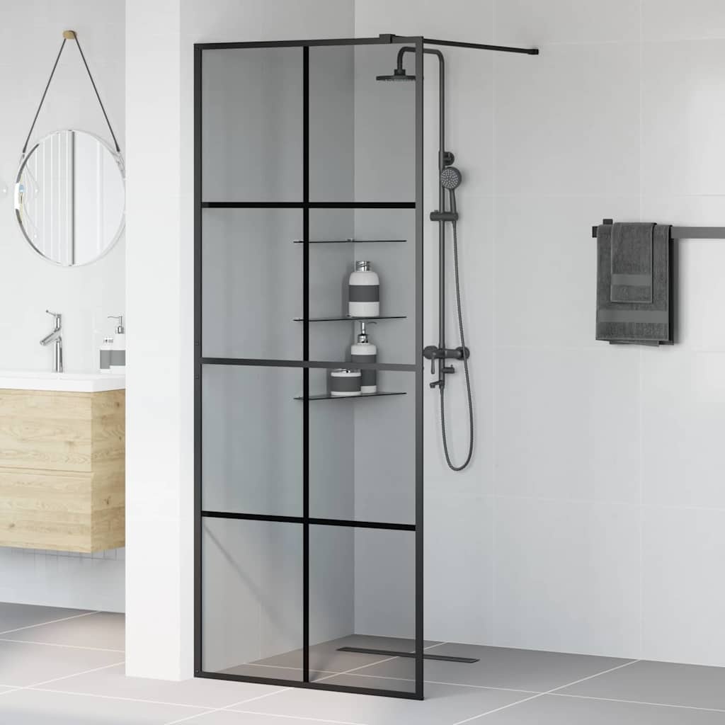 VidaXL Inloop Douche Wand Zwart 80 x 195 cm gehard glas