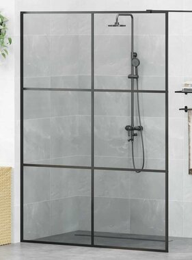 VidaXL Inloop Douche Wand Zwart 140 x 195 cm gehard glas