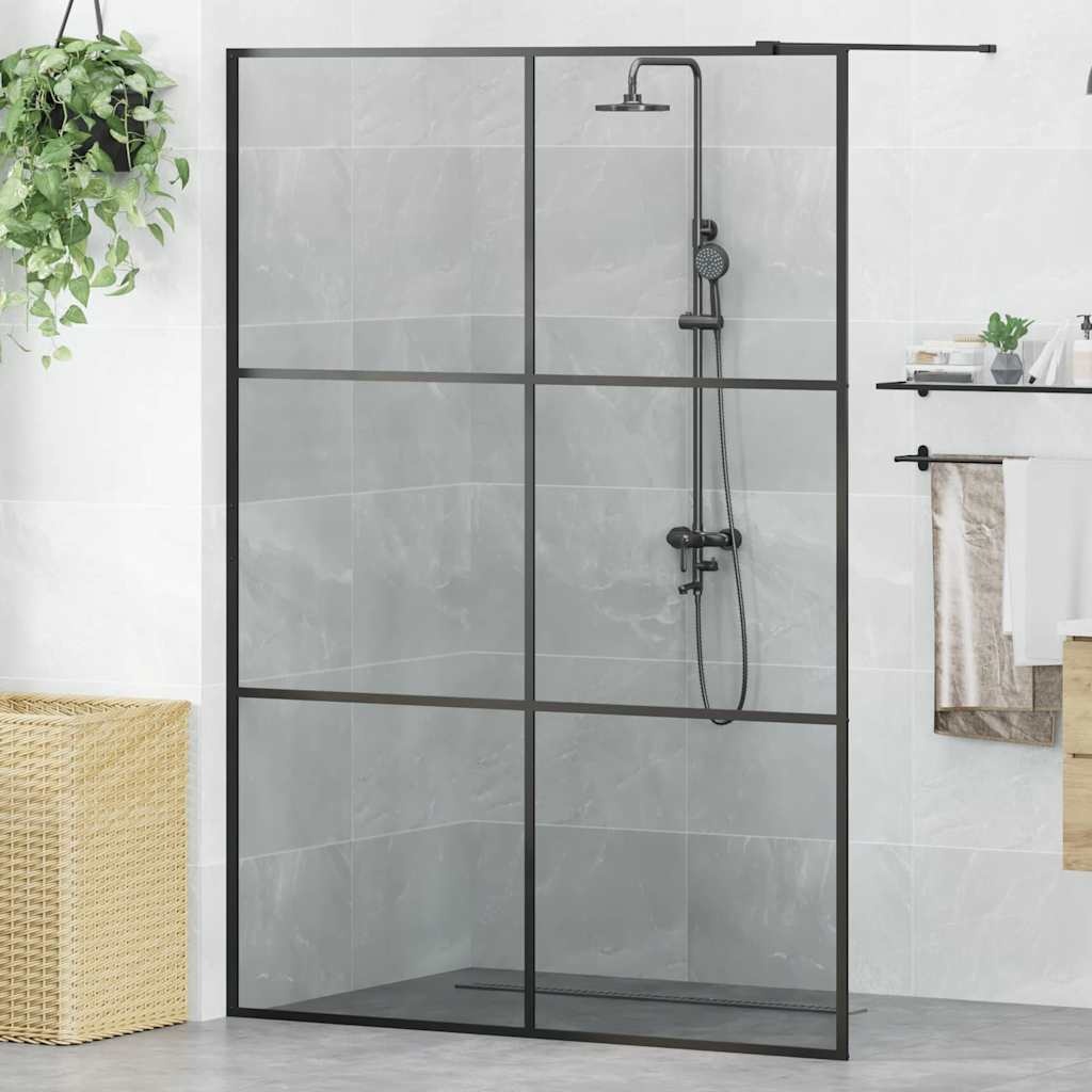 VidaXL Inloop Douche Wand Zwart 140 x 195 cm gehard glas