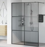 VidaXL Inloop Douche Wand Zwart 140 x 195 cm gehard glas
