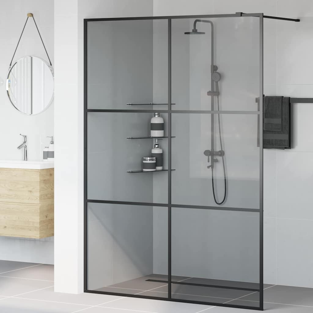 VidaXL Inloop Douche Wand Zwart 140 x 195 cm gehard glas