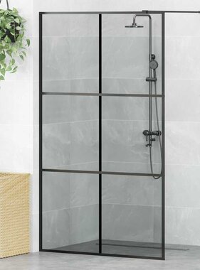 VidaXL Inloop Douche Wand Zwart 115 x 195 cm gehard glas