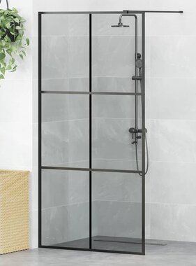 VidaXL Inloop Douche Wand Zwart 100 x 195 cm gehard glas