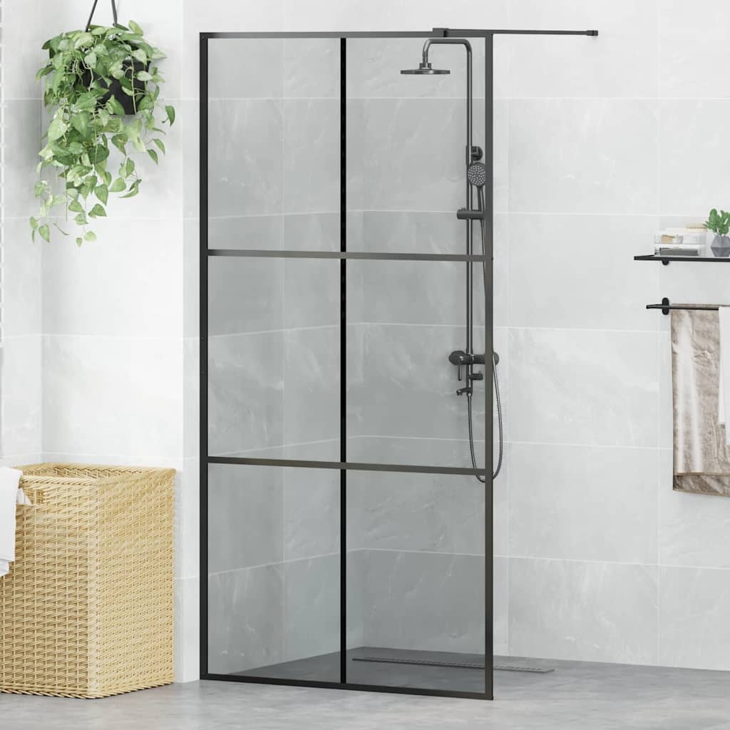 VidaXL Inloop Douche Wand Zwart 100 x 195 cm gehard glas