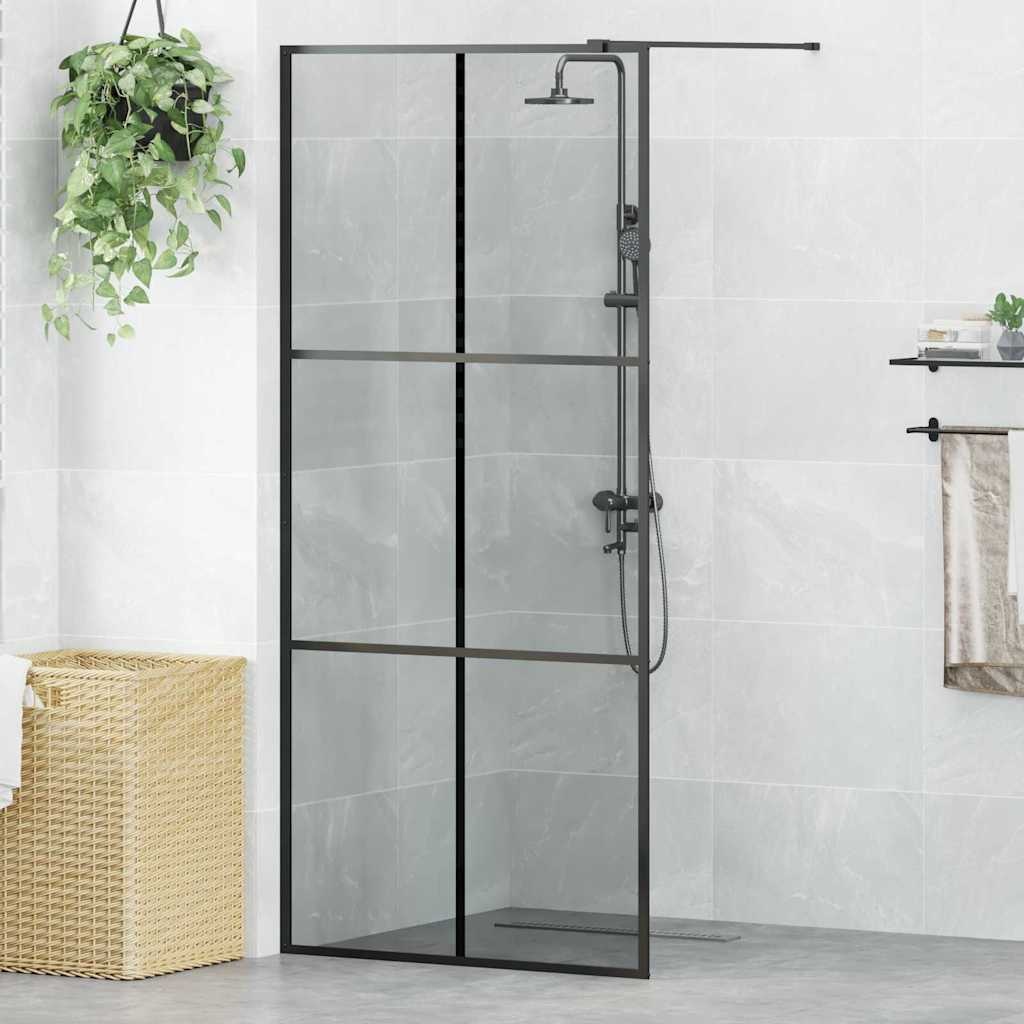 VidaXL Inloop Douche Wand Zwart 90 x 195 cm gehard glas